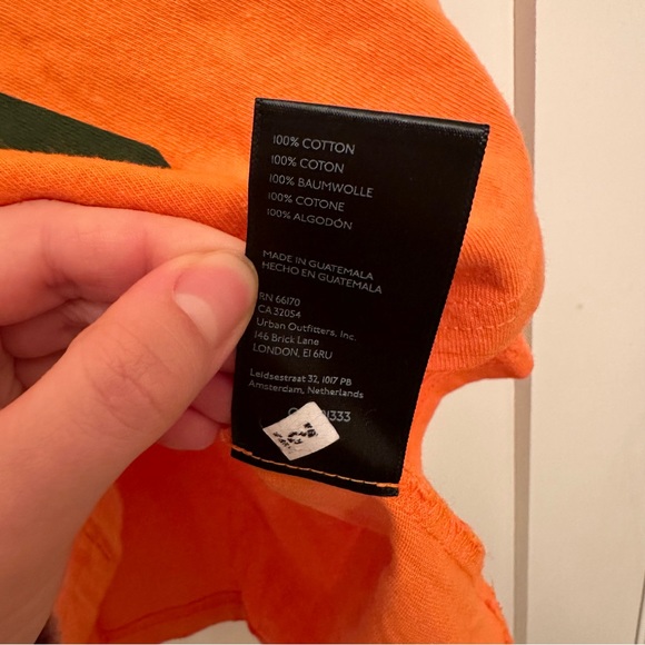 UO “Sorry I’m Late” Oversized Bright Orange Graphic Cotton T-Shirt - Picture 6 of 8